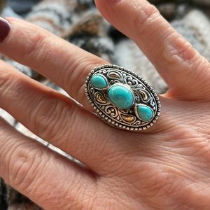 Samuel B turquoise ring sterling 18kt gold accent zenith